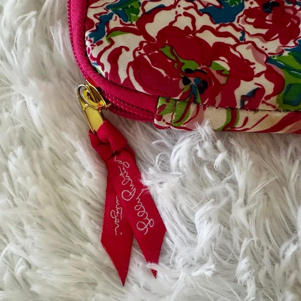 Lilly Pulitzer Tablet Sleeve Case Floral Print Pink Blue Zippered Pouch Bag - Picture 6 of 7